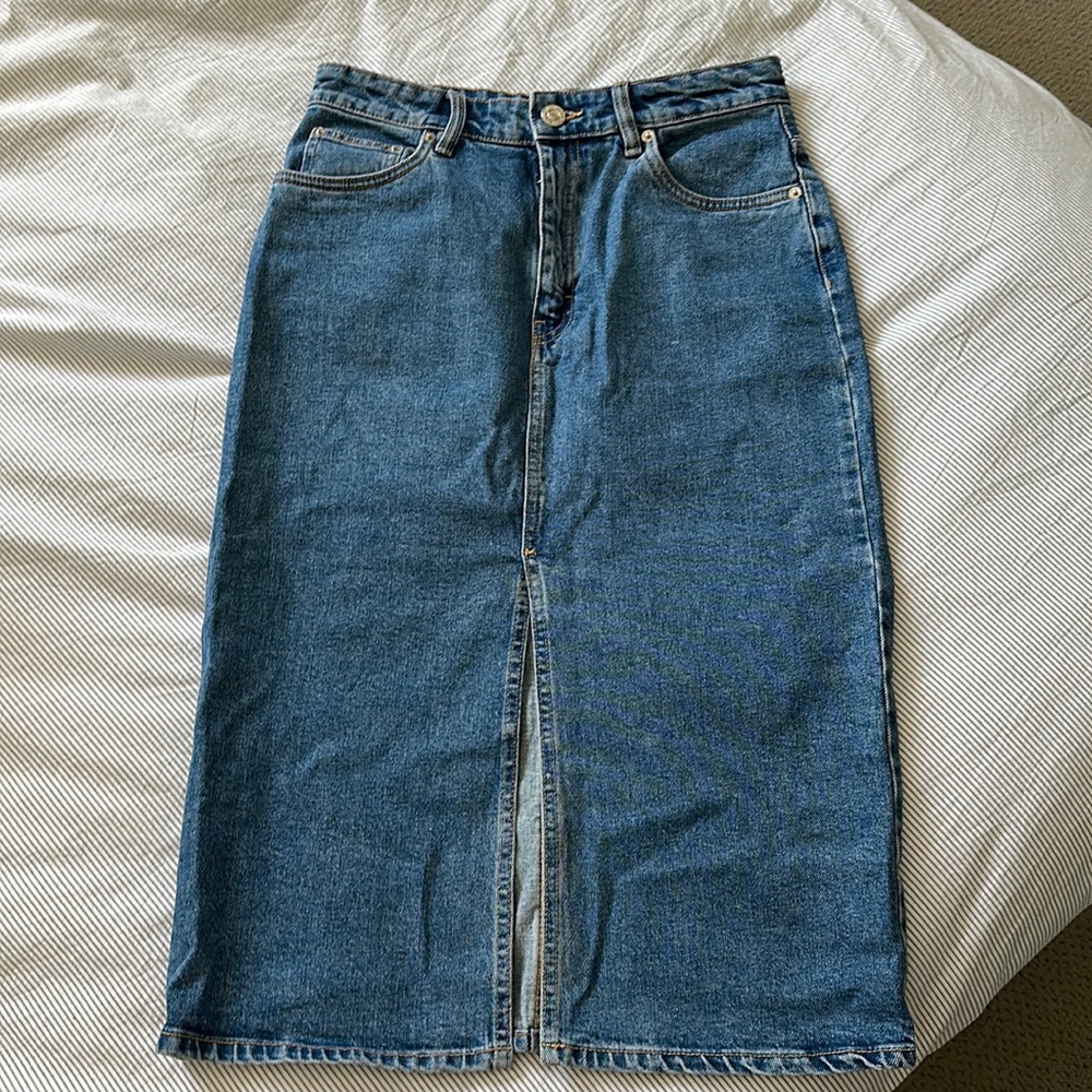 Zara midi denim skirt